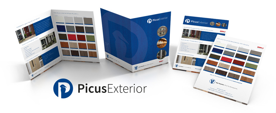 Ontwerp logo, folder en flyer voor PicusExterior in opdracht van Van Vuuren Deuren