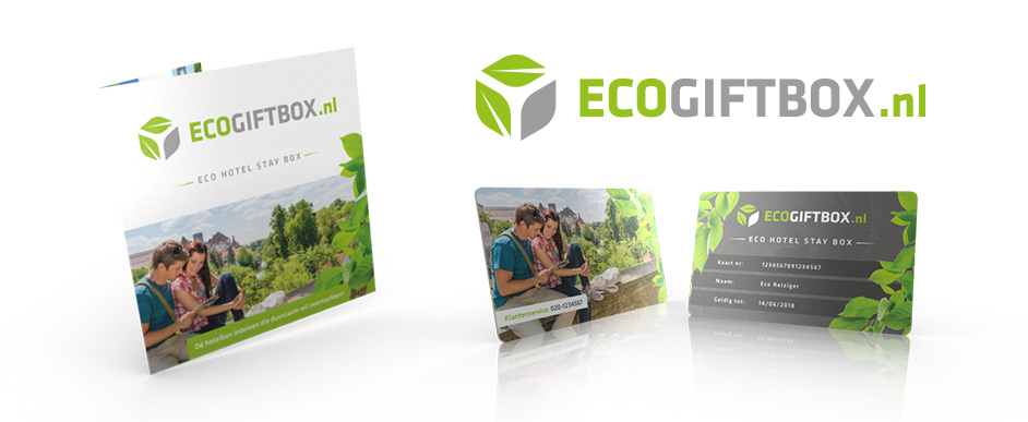 Ontwerp logo, card, folder, briefhoofd en package design voor Eco Gift Box