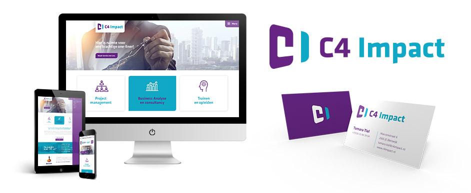 Logo ontwerp, visitekaartje ontwerp, website ontwerp voor C4 Impact